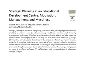 Strategic Planning in an Educational Development Centre: Motivation, Management, and Messiness