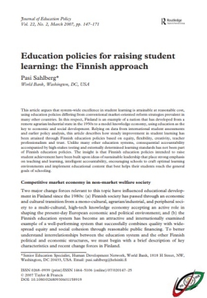 Education policies for raising student learning: the Finnish approach